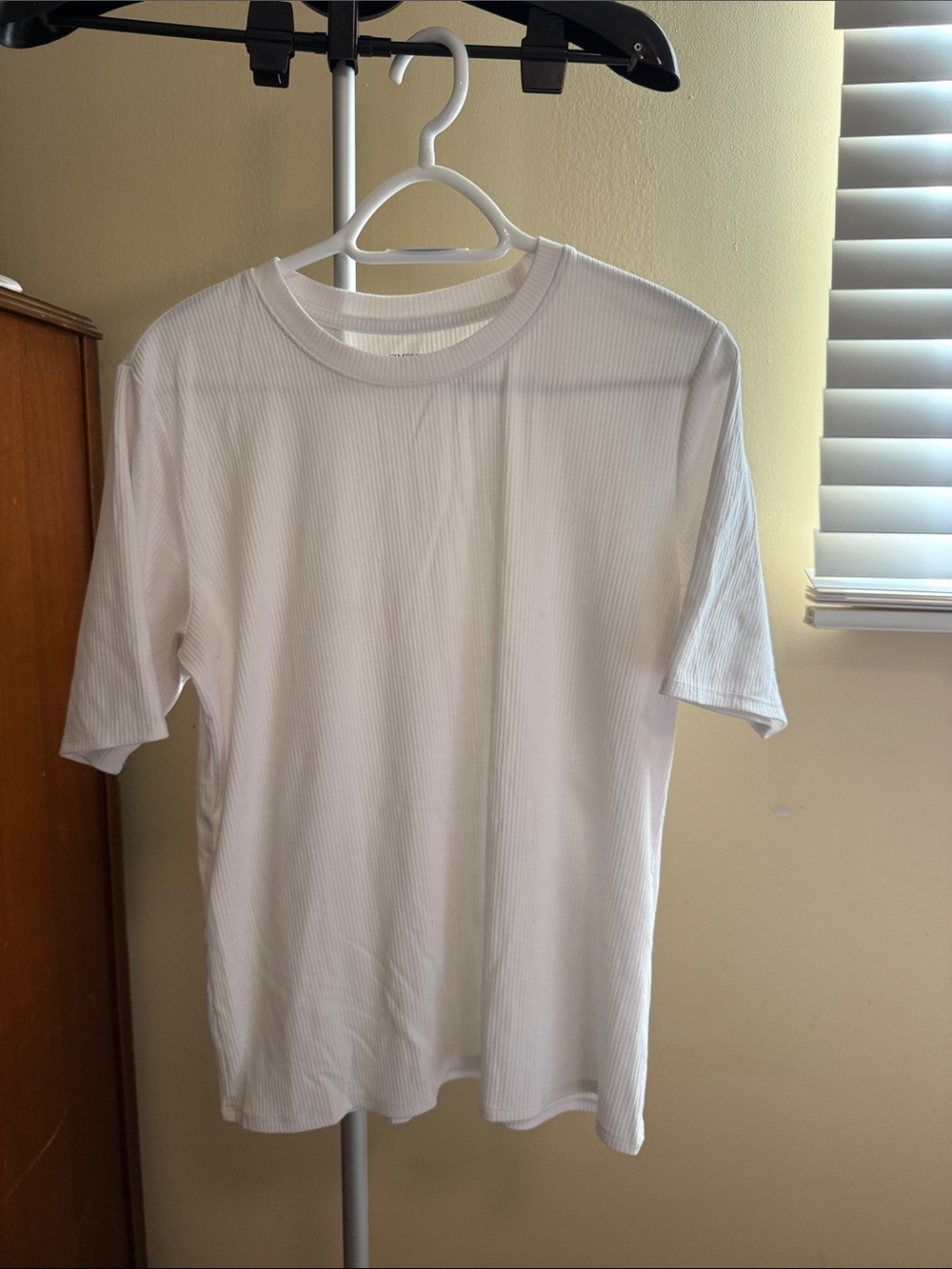 Simply Vera Vera Wang White Ribbed Short Sleeve Tee